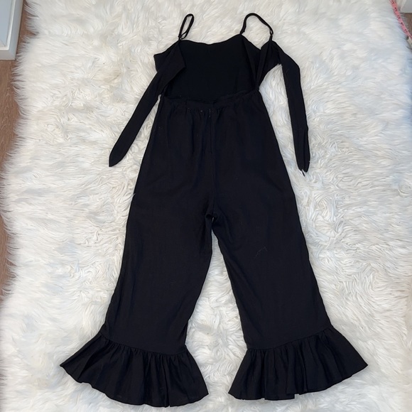 The Vintage Shop Black Ruffle Cropped Jumpsuit - Picture 7 of 12